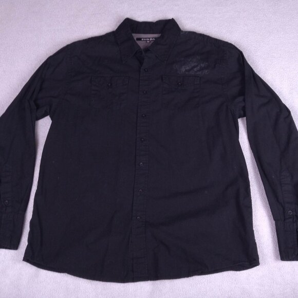 Carbon Black Men’s Button-Up Shirt XXL Black Crest Design 2000s Streetwear Y2K - Picture 7 of 15